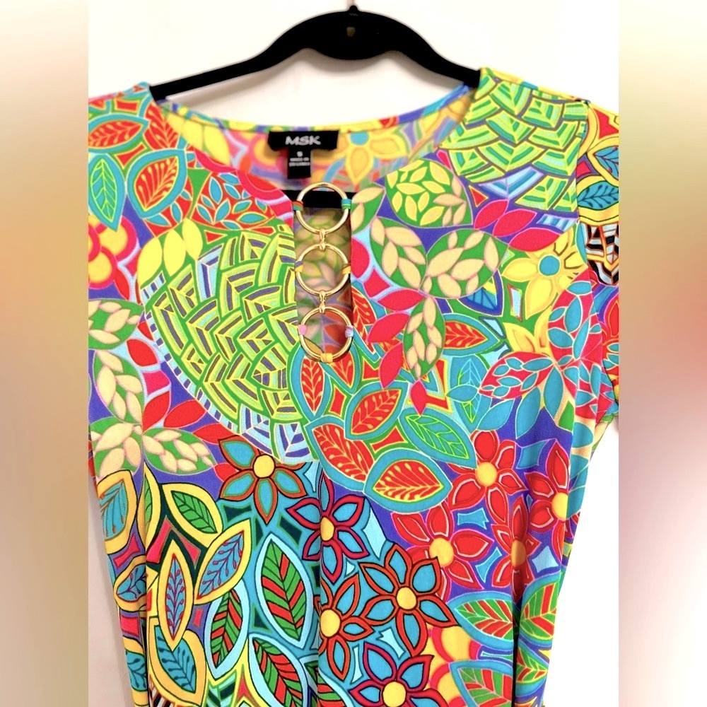 MSK Multicolor Maxi Dress. Pit to pit= 17.5” - Picture 2 of 6